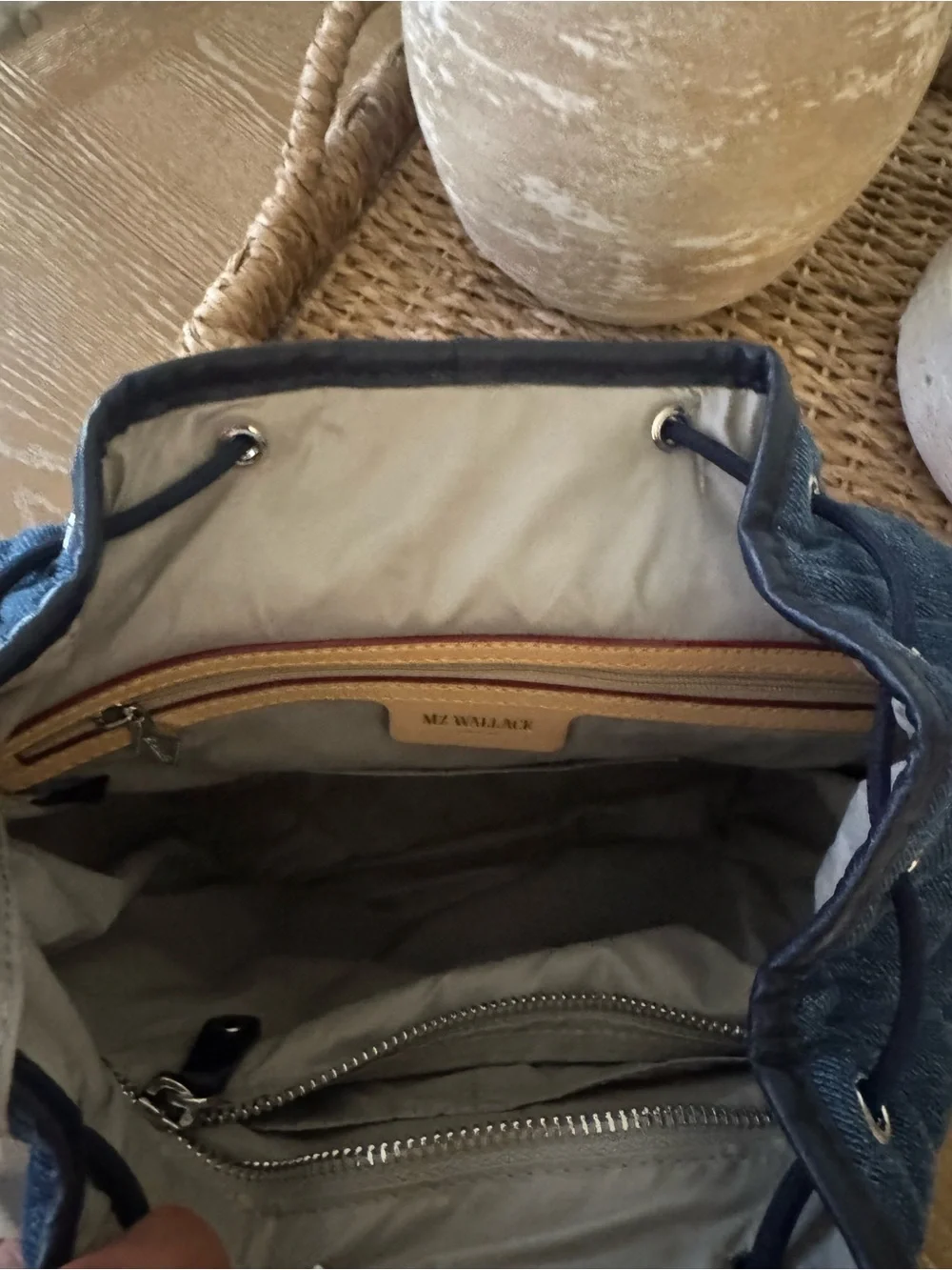 MZ Wallace Quilted Denim Backpack in Dark Blue brand new without tags